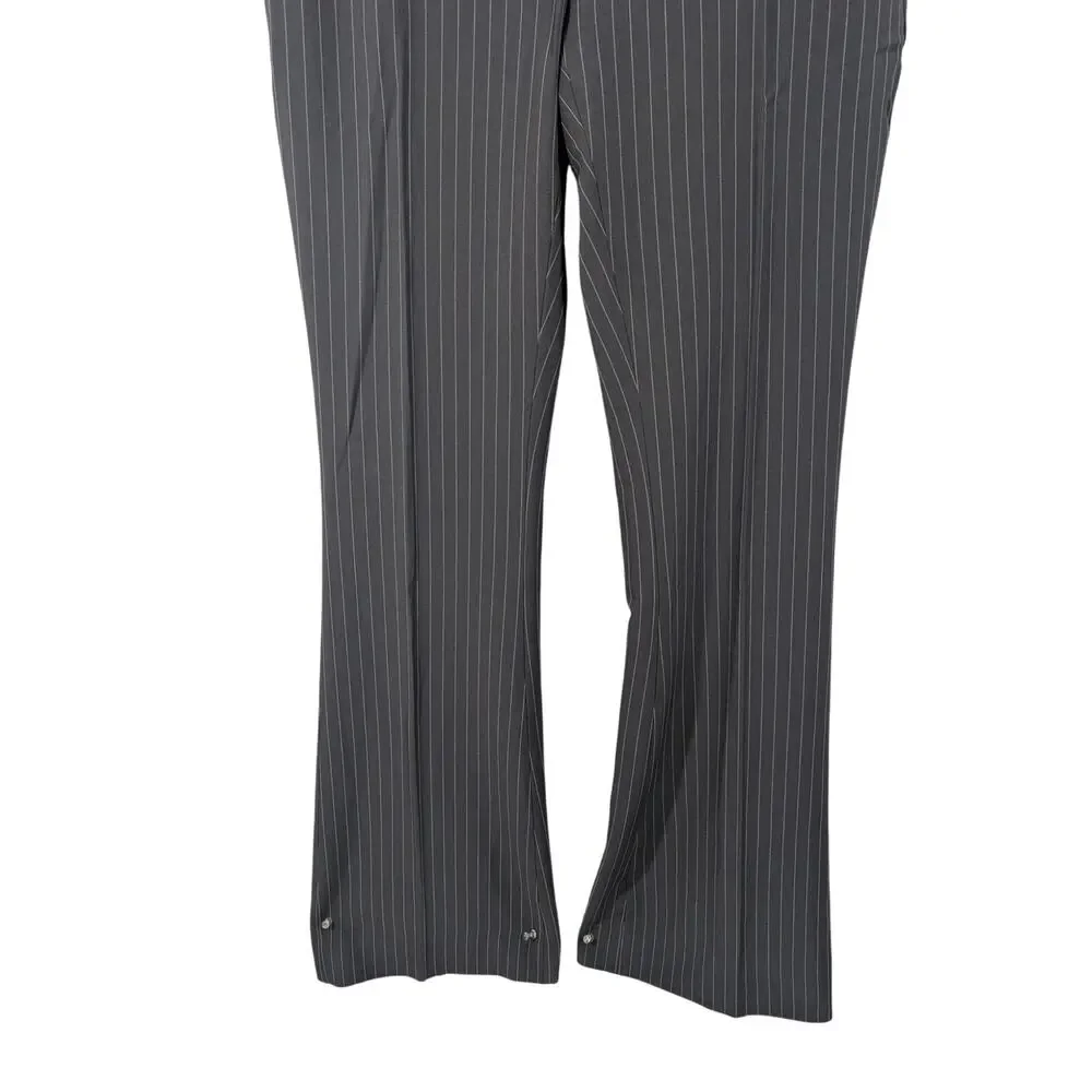 NWT@$110! BANANA REPUBLIC! DOVE GRAY, WHITE PINSTRIPE, WIDE FLARE LEG PANTS! 2